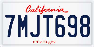 CA license plate 7MJT698