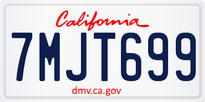 CA license plate 7MJT699