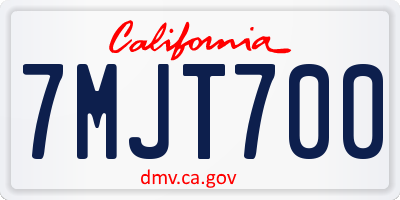 CA license plate 7MJT700