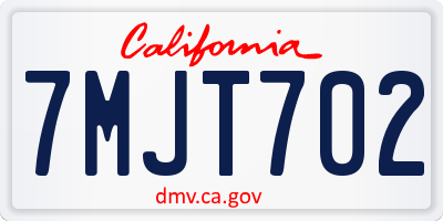 CA license plate 7MJT702
