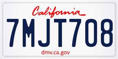 CA license plate 7MJT708