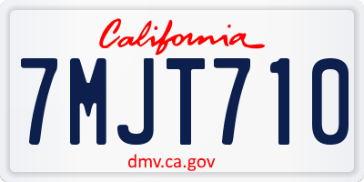 CA license plate 7MJT710