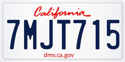 CA license plate 7MJT715