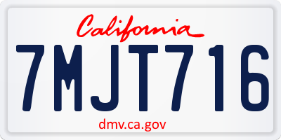 CA license plate 7MJT716