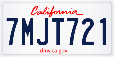 CA license plate 7MJT721