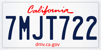 CA license plate 7MJT722