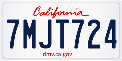 CA license plate 7MJT724