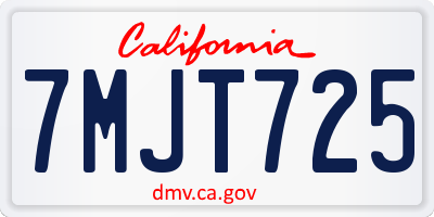CA license plate 7MJT725
