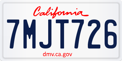 CA license plate 7MJT726