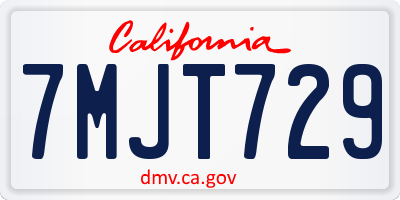 CA license plate 7MJT729
