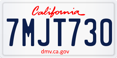 CA license plate 7MJT730