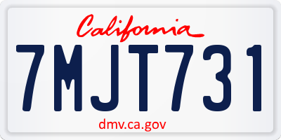 CA license plate 7MJT731