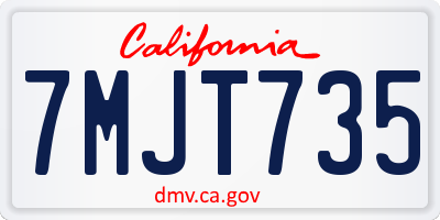 CA license plate 7MJT735