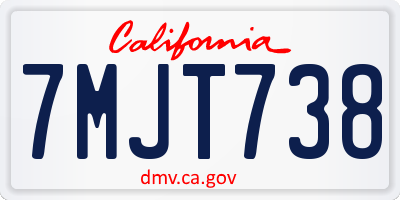 CA license plate 7MJT738