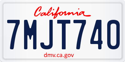 CA license plate 7MJT740