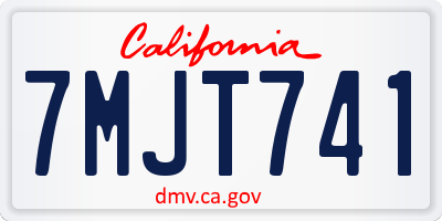 CA license plate 7MJT741