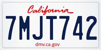 CA license plate 7MJT742