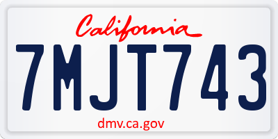 CA license plate 7MJT743
