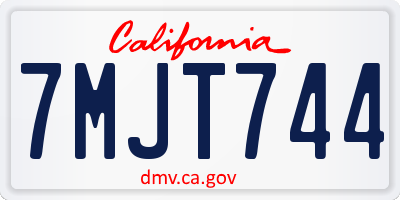 CA license plate 7MJT744