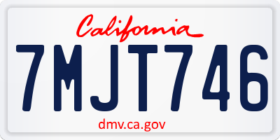 CA license plate 7MJT746