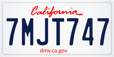 CA license plate 7MJT747