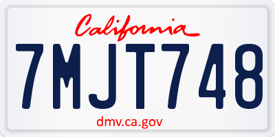 CA license plate 7MJT748