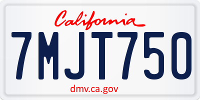 CA license plate 7MJT750