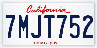 CA license plate 7MJT752