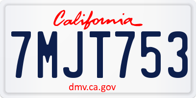 CA license plate 7MJT753