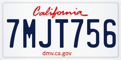 CA license plate 7MJT756