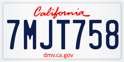 CA license plate 7MJT758