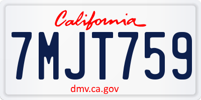 CA license plate 7MJT759