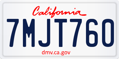 CA license plate 7MJT760