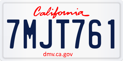 CA license plate 7MJT761