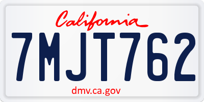 CA license plate 7MJT762