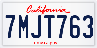 CA license plate 7MJT763