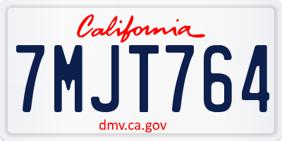 CA license plate 7MJT764