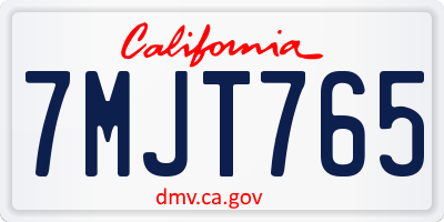 CA license plate 7MJT765