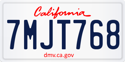 CA license plate 7MJT768