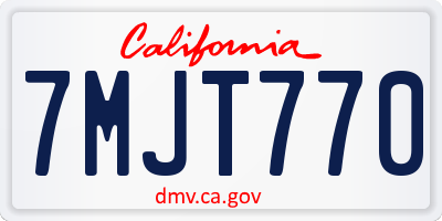 CA license plate 7MJT770
