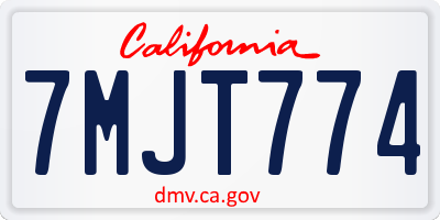 CA license plate 7MJT774