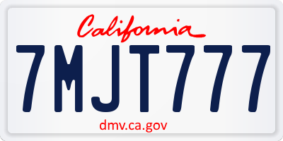 CA license plate 7MJT777