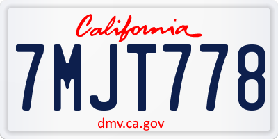 CA license plate 7MJT778