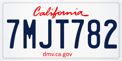 CA license plate 7MJT782