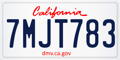CA license plate 7MJT783
