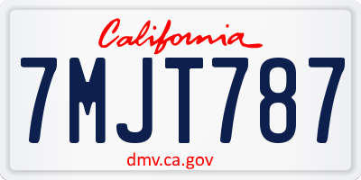 CA license plate 7MJT787