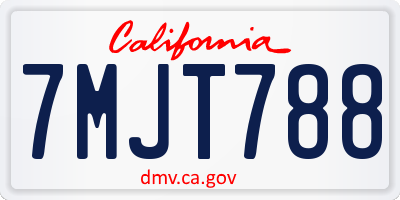 CA license plate 7MJT788