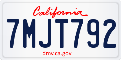 CA license plate 7MJT792