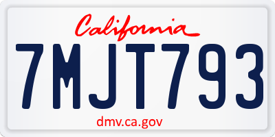 CA license plate 7MJT793