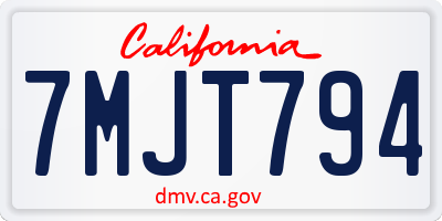 CA license plate 7MJT794